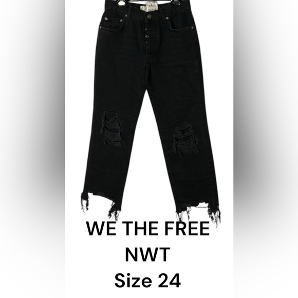 We The Free cropped,distressed light black jeans,frayed,grunge,punk, cosplay - Picture 1 of 13